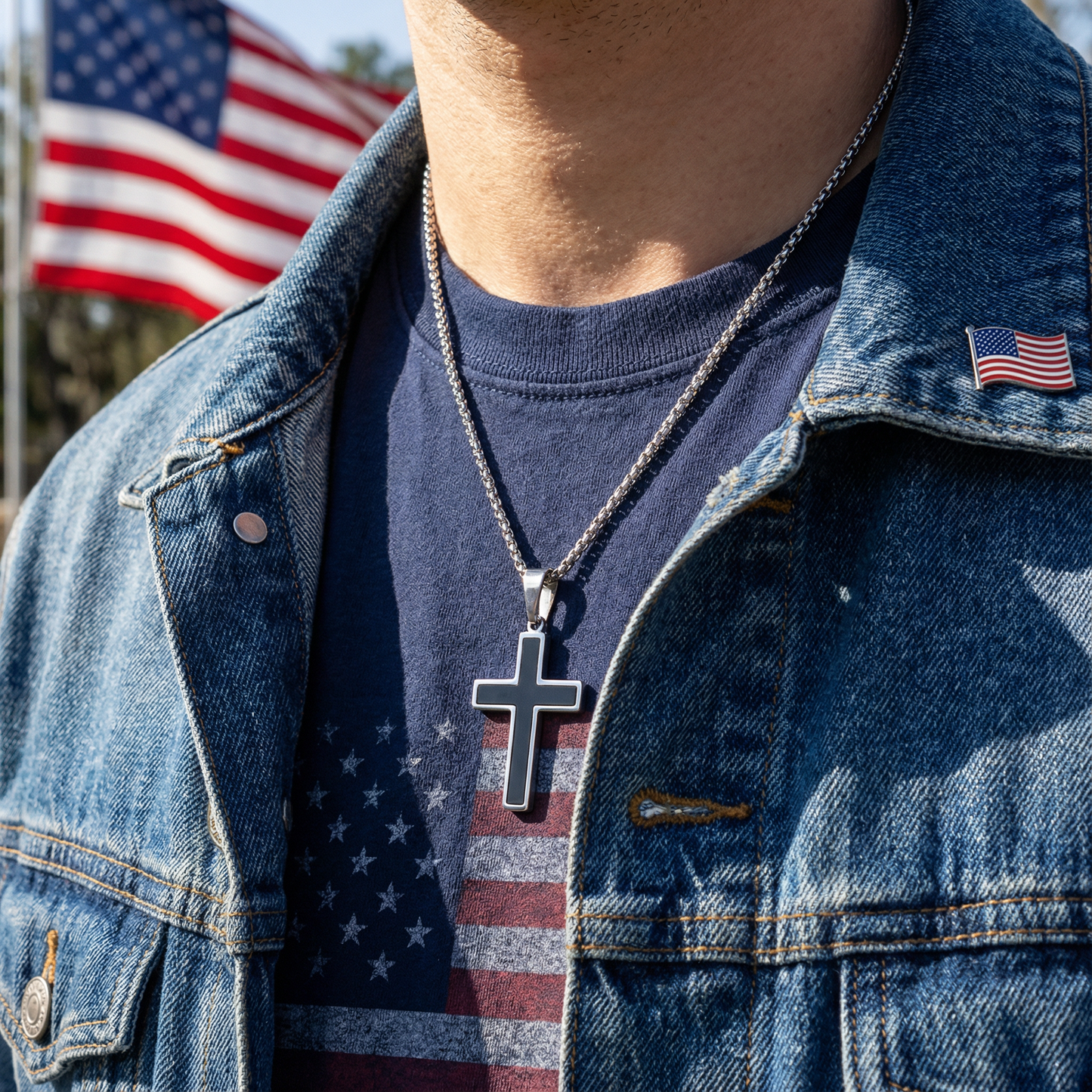 Cross Pendant for Men & Women – Matte Black Ion Plated Stainless Steel Cross Pendant with Modern Chain – Durable, Waterproof Jewelry - (Chain Not Included)