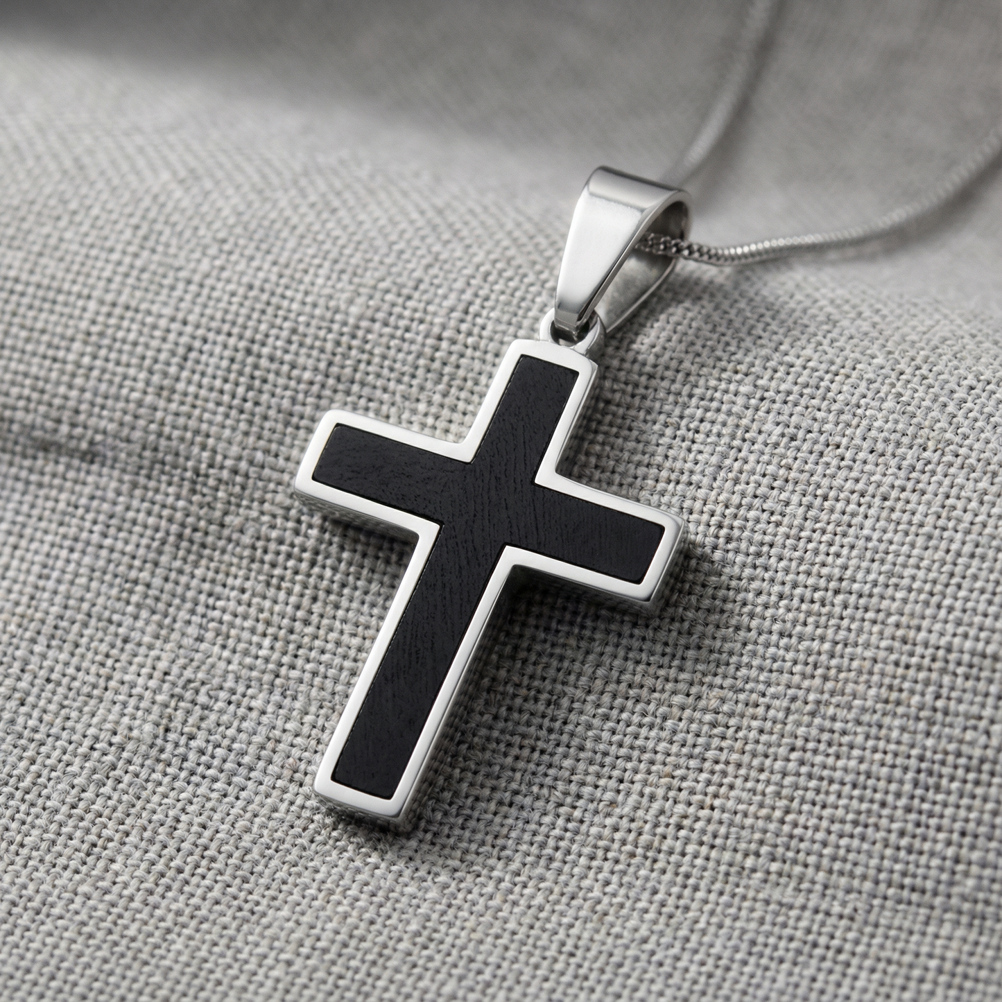 Cross Pendant for Men & Women – Matte Black Ion Plated Stainless Steel Cross Pendant with Modern Chain – Durable, Waterproof Jewelry - (Chain Not Included)