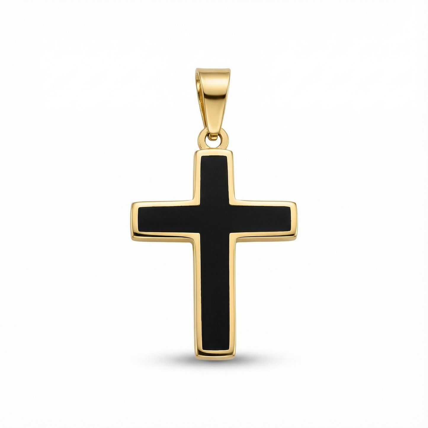 Cross Pendant for Men & Women – Matte Black and Gold Ion Plated Stainless Steel Cross Pendant – Durable, Waterproof, Religious Jewelry - (Chain Not Included)