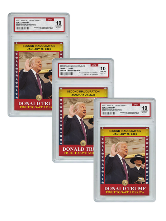 3 x Donald Trump Trading Card - 3D Inauguration - Gem Mint Graded 3D Collectable Card
