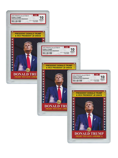 3 x Donald Trump Trading Card - 3D Donald Trump/JD Vance- Gem Mint Graded 3D Collectable Card