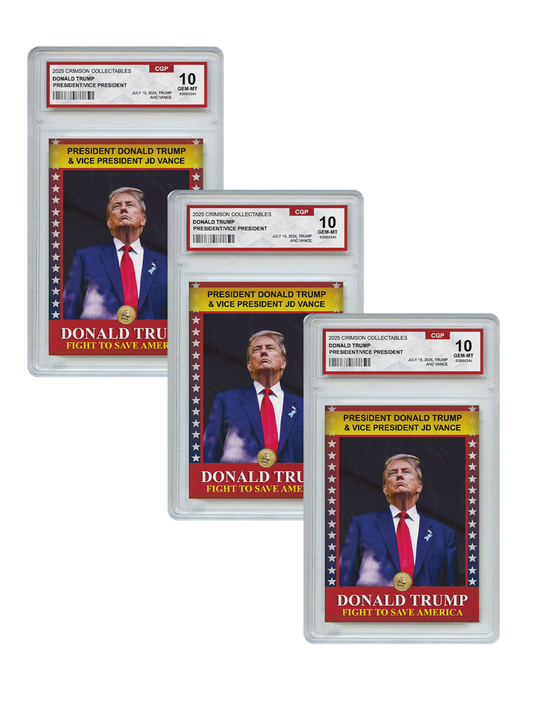 3 x Donald Trump Trading Card - 3D Donald Trump/JD Vance- Gem Mint Graded 3D Collectable Card
