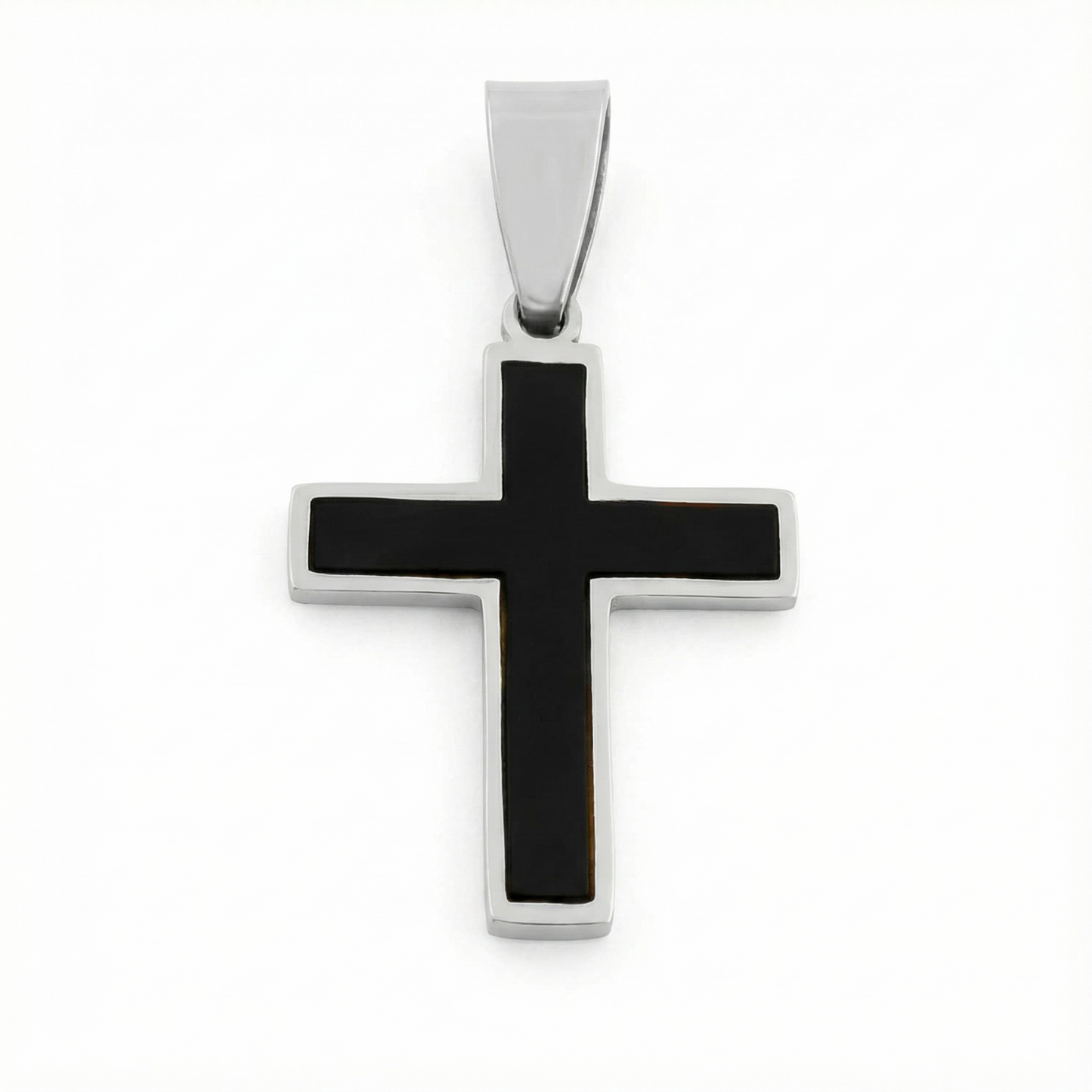 Cross Pendant for Men & Women – Matte Black Ion Plated Stainless Steel Cross Pendant with Modern Chain – Durable, Waterproof Jewelry - (Chain Not Included)