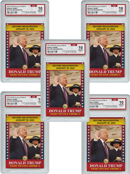 5 x Donald Trump Trading Card - 3D Inauguration - Gem Mint Graded 3D Collectable Card