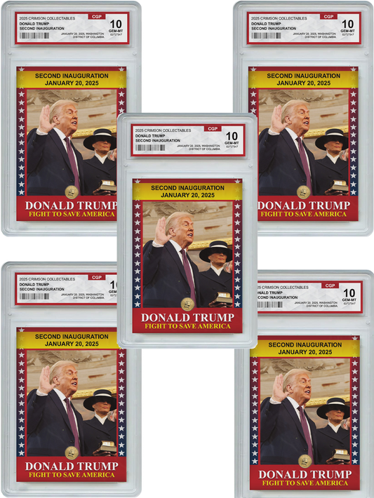 5 x Donald Trump Trading Card - 3D Inauguration - Gem Mint Graded 3D Collectable Card