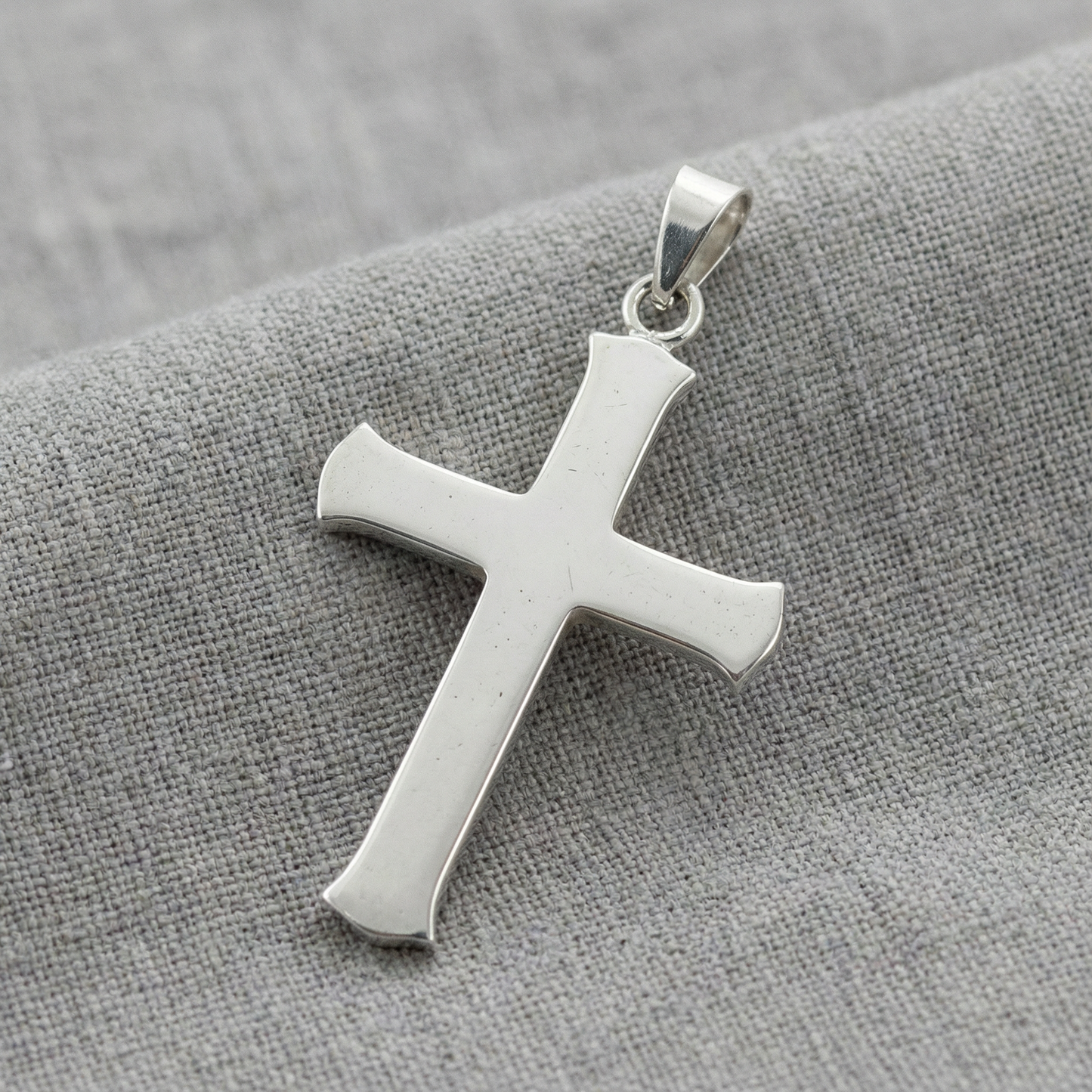 Christian Cross Pendant for Men & Women – Silver PVD Plated Stainless Steel Cross Pendant – Religious Faith Jewelry Gift for Husband or Wife - Chain Not Included
