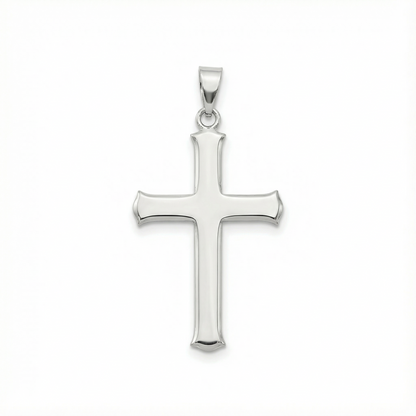 Christian Cross Pendant for Men & Women – Silver PVD Plated Stainless Steel Cross Pendant – Religious Faith Jewelry Gift for Husband or Wife - Chain Not Included
