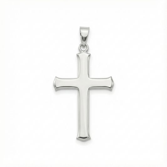 Christian Cross Pendant for Men & Women – Silver PVD Plated Stainless Steel Cross Pendant – Religious Faith Jewelry Gift for Husband or Wife - Chain Not Included