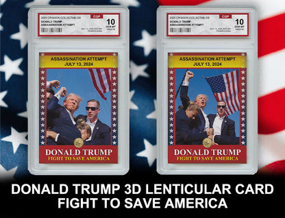 3 x Donald Trump Trading Card - 3D Assassination Attempt - Gem Mint Graded 3D Collectable Card