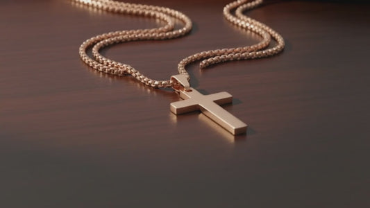 18K Gold Plated Christian Cross Necklace for Men & Women – 1 Inch Stainless Steel Pendant, Rounded Box Chain – Waterproof, Hypoallergenic Religious Jewelry Gift